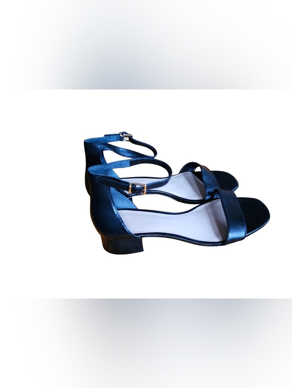 Vince Camuto Black Low Block Heel Ankle-Strap Sandals